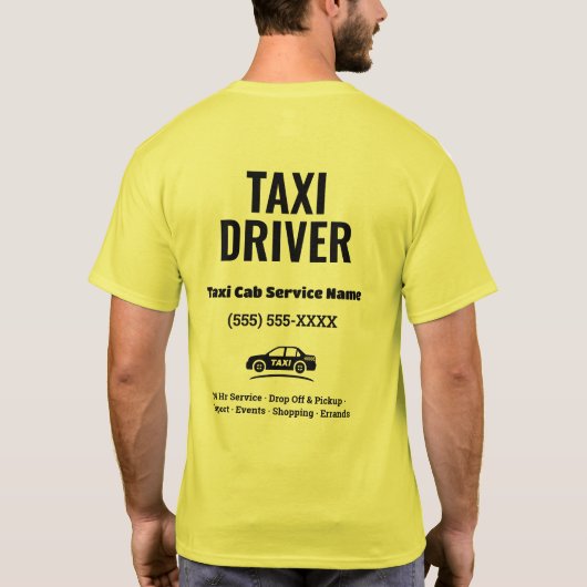 Personalized Logo Yellow Cab Taxi Driver Shirt Tシャツ (裏面)