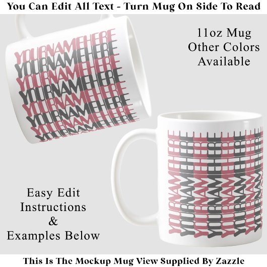 Personalized Long Custom Name Pink Hidden Message コーヒーマグカップ