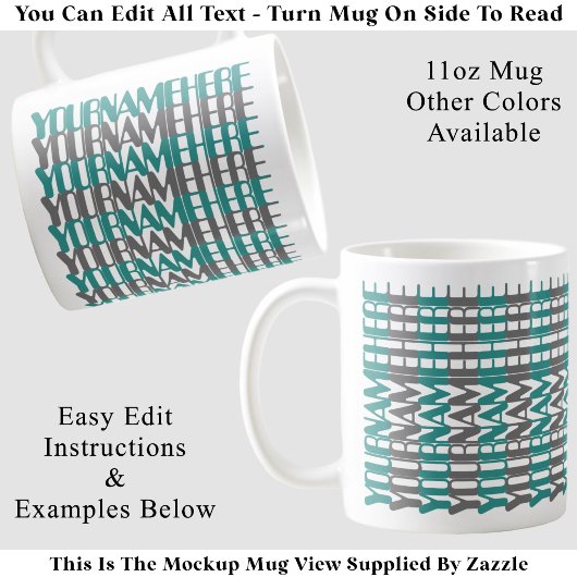 Personalized Long Custom Name Teal Hidden Message コーヒーマグカップ