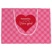 Personalized Love Gift Bag With I Love You Message ラージペーパーバッグ (裏面)