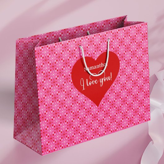 Personalized Love Gift Bag With I Love You Message ラージペーパーバッグ