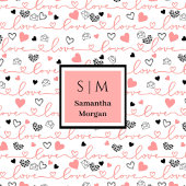 Personalized Love Gift Blanket Pink Black Hearts フリースブランケット