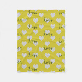 Personalized Love Heart Name Blanket フリースブランケット