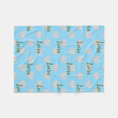 Personalized Love Heart Name Blanket フリースブランケット (正面(横))