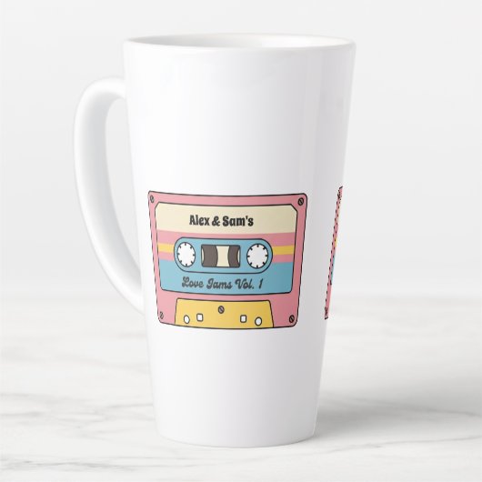Personalized Love Jams Cassette Tape – Custom Name カフェラテマグ (左アングル)