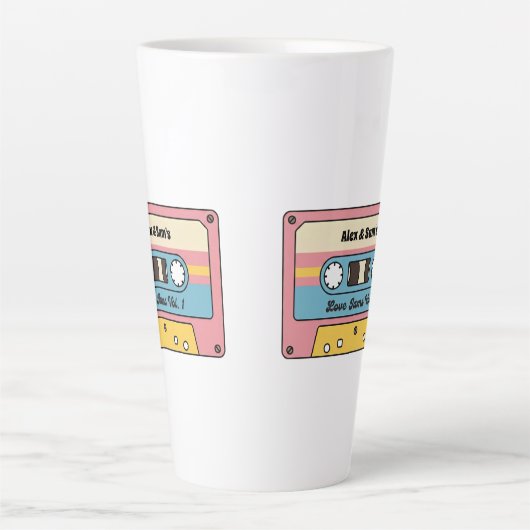 Personalized Love Jams Cassette Tape – Custom Name カフェラテマグ (正面)
