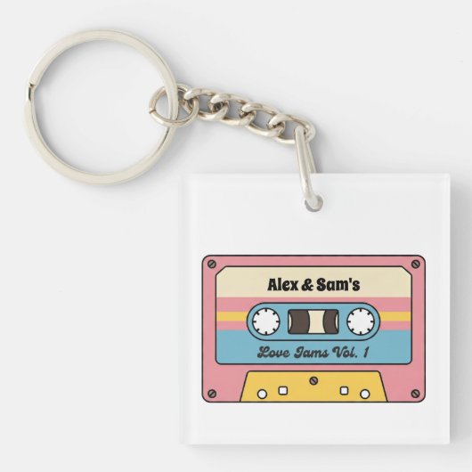 Personalized Love Jams Cassette Tape – Custom Name キーホルダー (正面)