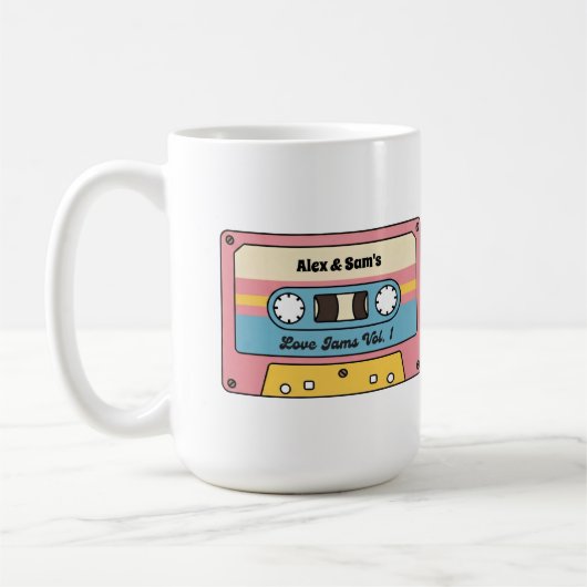 Personalized Love Jams Cassette Tape – Custom Name コーヒーマグカップ (左)