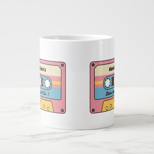 Personalized Love Jams Cassette Tape – Custom Name ジャンボコーヒーマグカップ (正面)