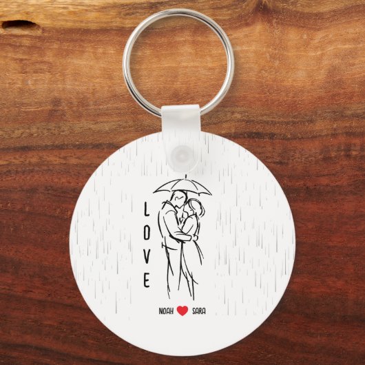 Personalized Love Keychain – Custom Names Romantic キーホルダー (正面)