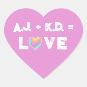Personalized Love Pastel Rainbow Heart Labels ハートシール