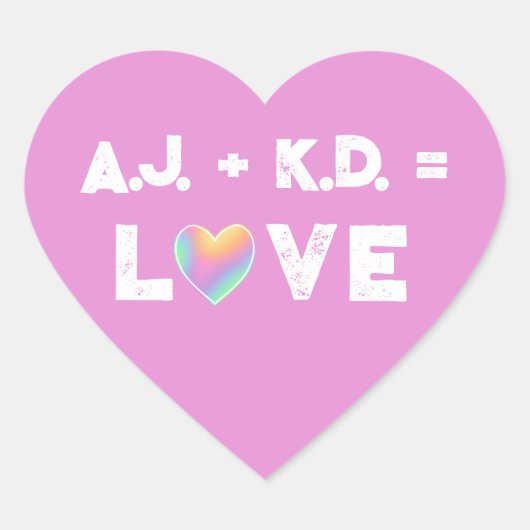 Personalized Love Pastel Rainbow Heart Labels ハートシール (正面)