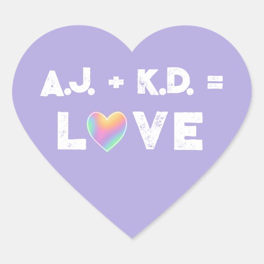 Personalized Love Pastel Rainbow Heart Labels ハートシール (正面)