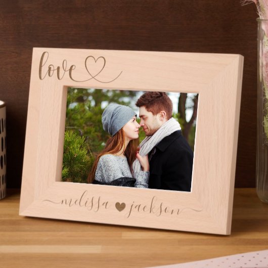 Personalized Love Photo Frame with Names レーザー彫刻フレーム