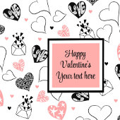 Personalized Love Text Pink Black Hearts Party  スタンダードカクテルナプキン