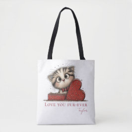 Personalized Love You Fur-Ever Cat Tote Bag トートバッグ