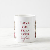 Personalized “Love You Fur-Ever” Cute Cat Valentin コーヒーマグカップ (中央)