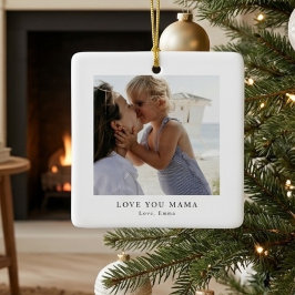 Personalized Love You Mama Photo v セラミックオーナメント