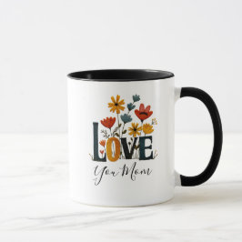 Personalized Love You Mom Floral  マグカップ