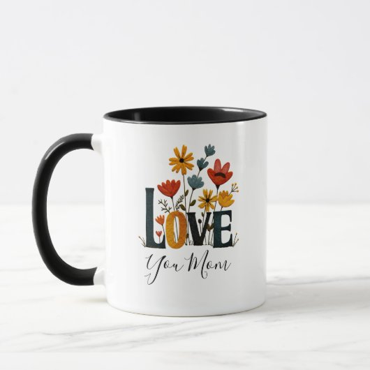 Personalized Love You Mom Floral  マグカップ (左)