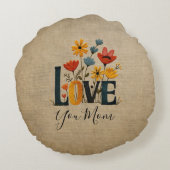 Personalized Love You Mom Floral  ラウンドクッション (裏面)