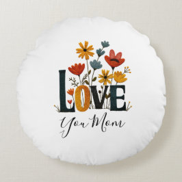 Personalized Love You Mom Floral  ラウンドクッション