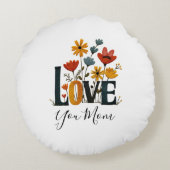 Personalized Love You Mom Floral  ラウンドクッション (裏面)