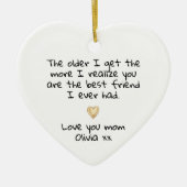 Personalized Love You Mom Gold Heart Best Friend セラミックオーナメント (正面)