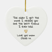 Personalized Love You Mom Gold Heart Best Friend セラミックオーナメント (裏面)