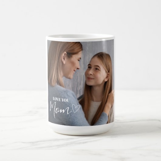 Personalized Love You Mom Photo コーヒーマグカップ (中央)