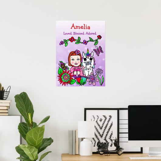 Personalized Loved, Blessed and Adored Fairy ポスター (ホームオフィス)