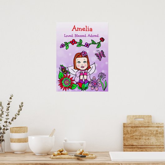 Personalized Loved, Blessed and Adored Fairy ポスター (キッチン)