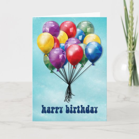 Personalized Low-Poly Balloons Birthday Card カード (正面)
