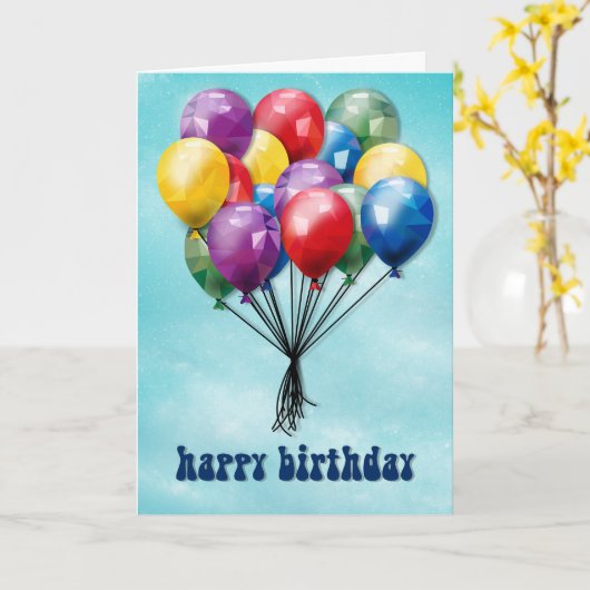 Personalized Low-Poly Balloons Birthday Card カード (黄色い花)