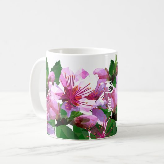 Personalized Low Poly Cherry Blossom Coffee コーヒーマグカップ (正面左)