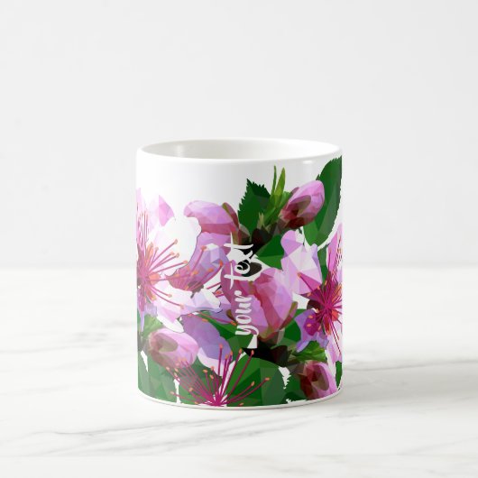 Personalized Low Poly Cherry Blossom Coffee コーヒーマグカップ (中央)
