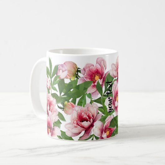 Personalized Low Poly Peony Coffee Mug コーヒーマグカップ (正面左)