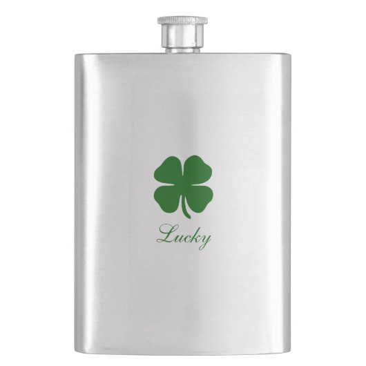 Personalized Lucky Green Clover フラスク (正面)