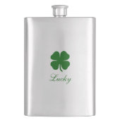 Personalized Lucky Green Clover フラスク (正面)