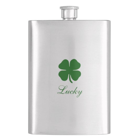 Personalized Lucky Green Clover フラスク (正面)