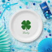 Personalized Lucky Green Clover ペーパープレート (パーティー)