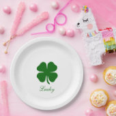Personalized Lucky Green Clover ペーパープレート (パーティー)