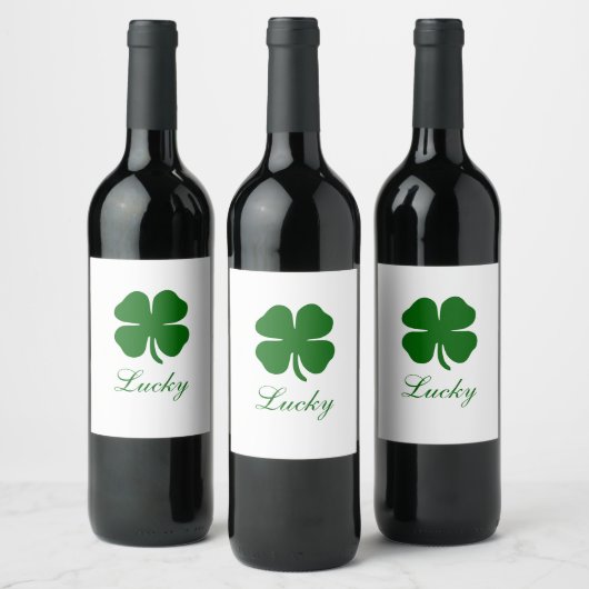 Personalized Lucky Green Clover ワインラベル (ボトル)