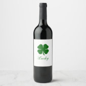 Personalized Lucky Green Clover ワインラベル (正面)