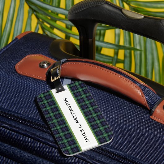 PERSONALIZED LUGGAGE TAG, PLAID BORDER TAG ラゲッジタグ (正面インサイチュ1)