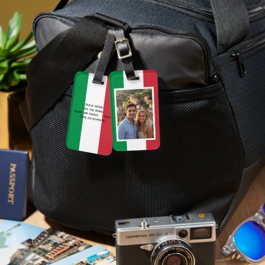 Personalized luggage tags, Italian flag ラゲッジタグ (正面&裏面)