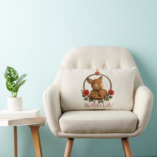 Personalized Lumbar Baby Pillow – Woodland Fawn ランバークッション (椅子)