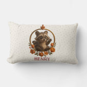 Personalized Lumbar Pillow – Woodland Raccoon Baby ランバークッション (正面)
