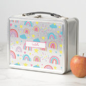 Personalized Lunch Box with Rainbow Name Design メタルランチボックス (インサイチュ)