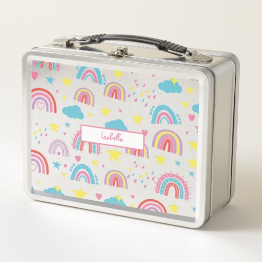 Personalized Lunch Box with Rainbow Name Design メタルランチボックス (正面)